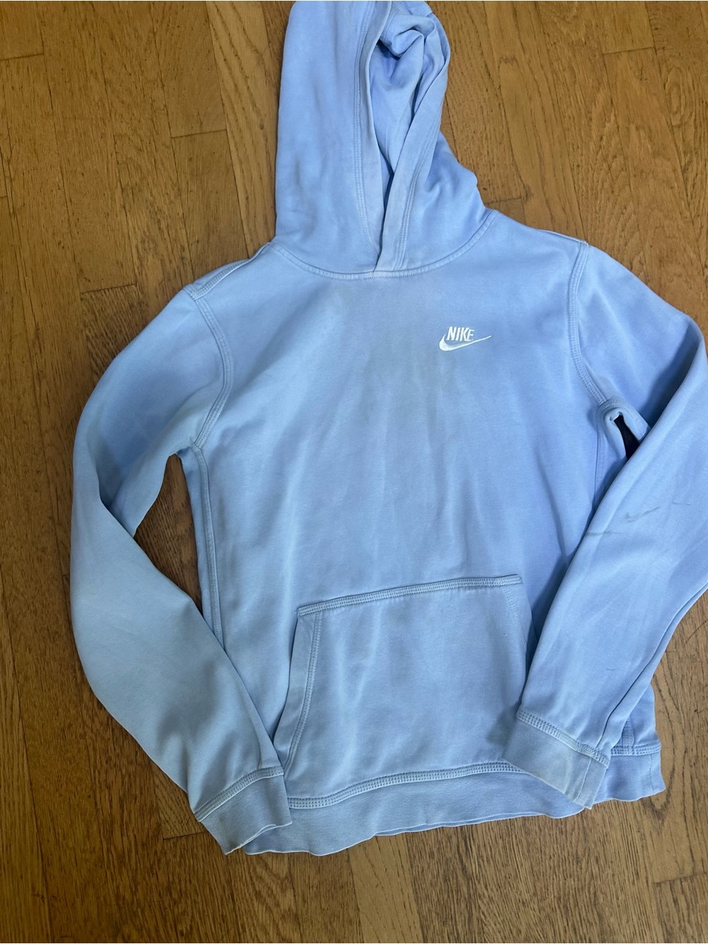 Nike Baby Blue Hoodie with White Swoosh age 8-10